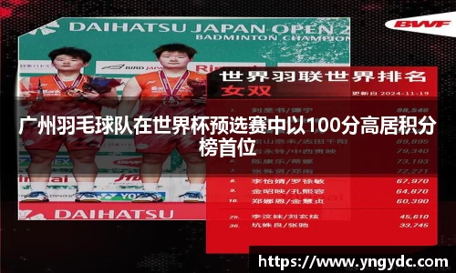 广州羽毛球队在世界杯预选赛中以100分高居积分榜首位